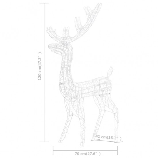 Kalėdinės dekoracijos elniai, 3vnt., spalvoti, 120cm, akrilas