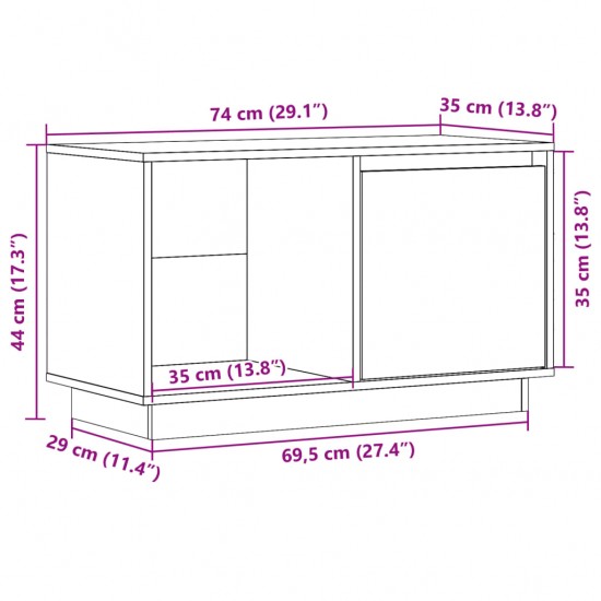 Televizoriaus spintelė, medaus ruda, 74x35x44cm, pušis