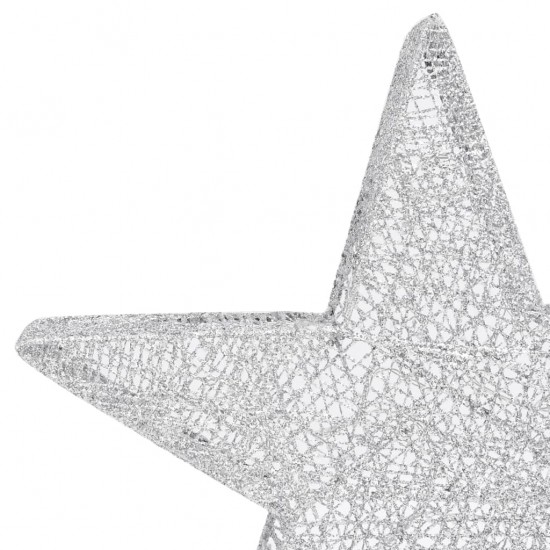 Kalėdų dekoracija žvaigždės, 3vnt., sidabrinės, tinklinės, LED