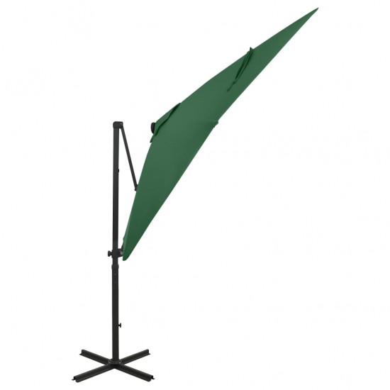 Gembinis skėtis su stulpu ir LED lemputėmis, žalias, 250cm