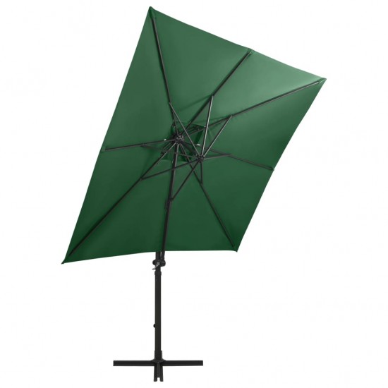 Gembinis skėtis su stulpu ir LED lemputėmis, žalias, 250cm