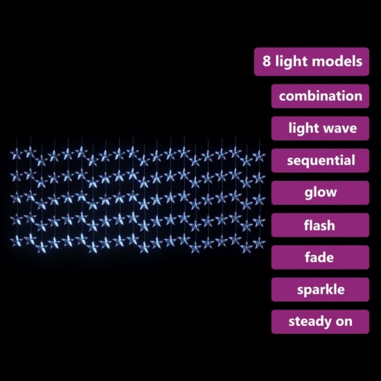 LED žvaigždžių užuolaida, 500 mėlynų LED lempučių