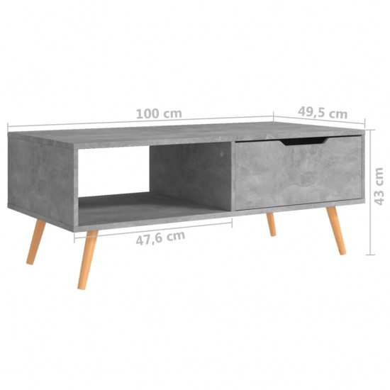 Kavos staliukas, betono pilkos spalvos, 100x49,5x43cm, MDP
