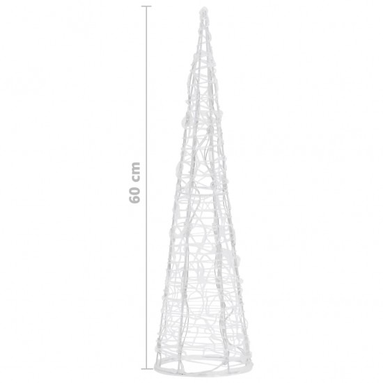 Akrilinė LED dekoracija piramidė, šalta balta, 60cm
