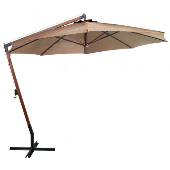 Kabantis skėtis su stulpu, taupe, 3,5x2,9m, eglės masyvas