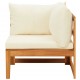 Kampinė sofa su kreminėmis pagalvėlėmis, akacijos masyvas