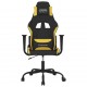 Masažinė žaidimų kėdė, juodos ir geltonos spalvos, audinys