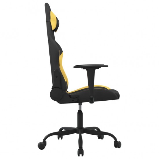 Masažinė žaidimų kėdė, juodos ir geltonos spalvos, audinys