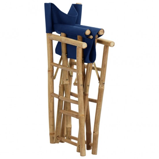 Režisieriaus kėdės, 2vnt., mėlynos, bambukas ir audinys