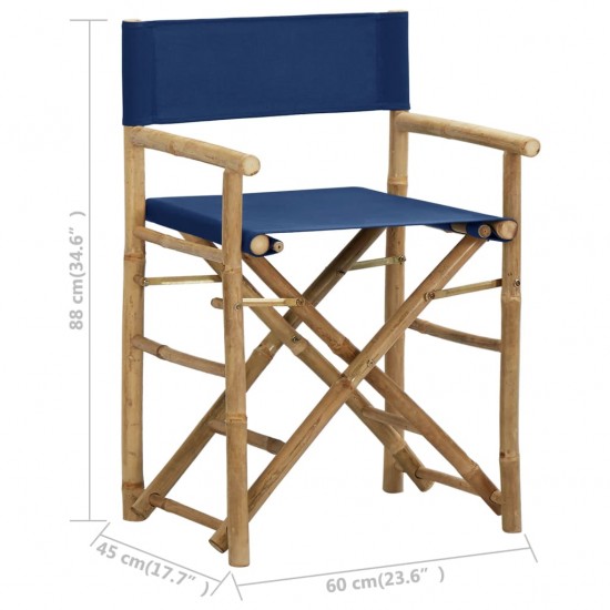 Režisieriaus kėdės, 2vnt., mėlynos, bambukas ir audinys
