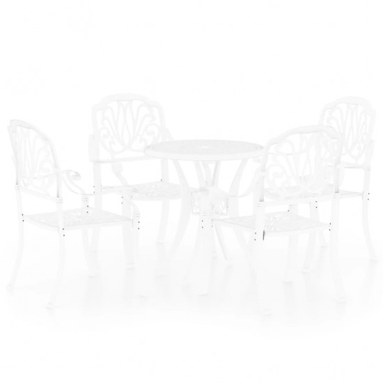 Bistro baldų komplektas, 5 dalių, baltas, lietas aliuminis