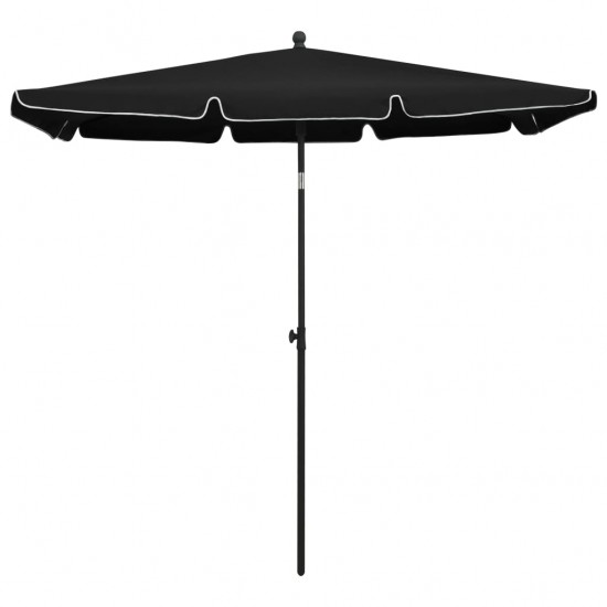 Sodo skėtis nuo saulės su stulpu, juodos spalvos, 210x140cm