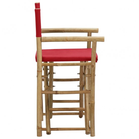Režisieriaus kėdės, 2vnt., raudonos, bambukas ir audinys