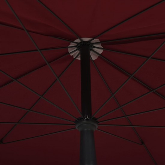 Sodo skėtis nuo saulės su stulpu, tamsiai raudonas, 200x130cm