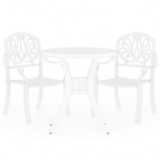 Bistro baldų komplektas, 3 dalių, baltas, lietas aliuminis