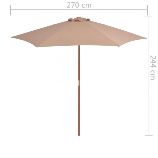 Lauko skėtis su mediniu stulpu, taupe spalvos, 270 cm
