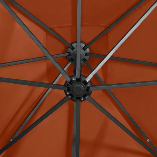 Gembinis skėtis su stulpu ir LED lemputėmis, terakota, 250cm