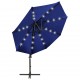 Gembinis skėtis su stulpu ir LED lemputėmis, mėlynas, 300cm