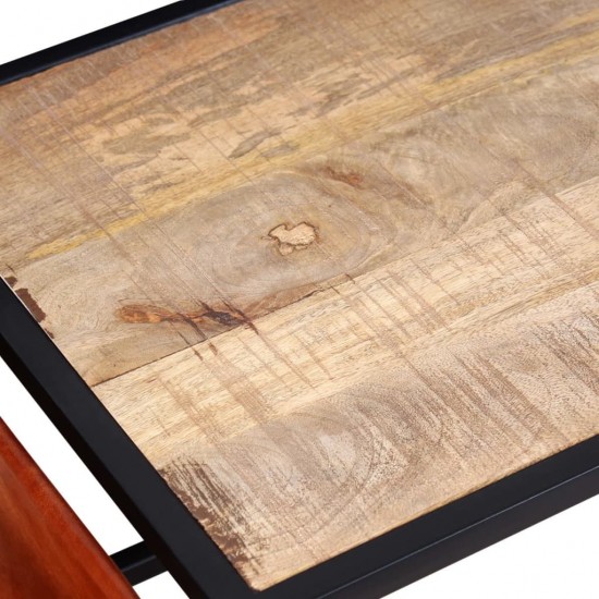 Kavos staliukas su tikros odos žurnalų laikikliu, 110x50x45cm
