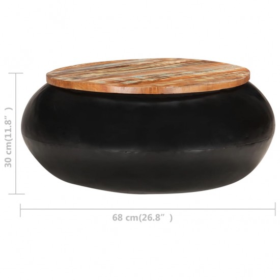 Kavos staliukas, juodas, 68x68x30cm, perdirbta mediena