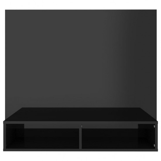 Sieninė TV spintelė, juoda, 102x23,5x90cm, MDP, blizgi