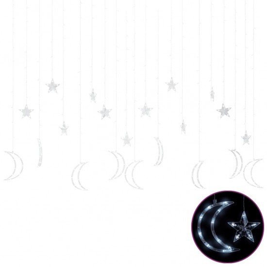 Girlianda žvaigždės ir mėnuliai, 345 šaltos baltos LED lemputės