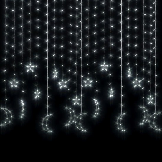 Girlianda žvaigždės ir mėnuliai, 345 šaltos baltos LED lemputės