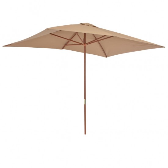 Lauko skėtis su mediniu stulpu, 200x300cm, taupe spalvos