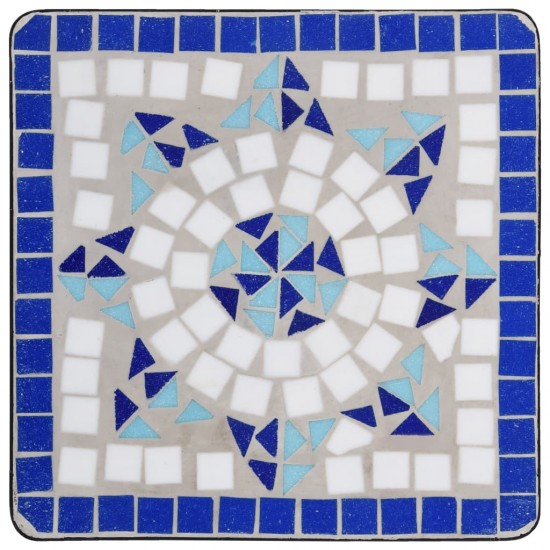 Mozaikinis šoninis staliukas, mėlynas ir baltas, keramika
