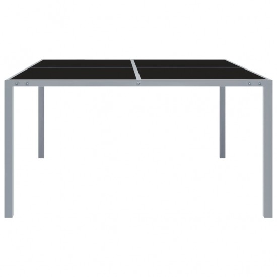 Sodo stalas, pilkos spalvos, 130x130x72cm, plienas ir stiklas