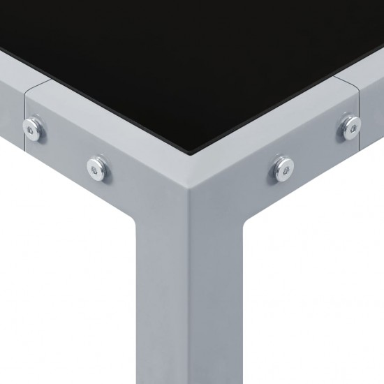 Sodo stalas, pilkos spalvos, 130x130x72cm, plienas ir stiklas