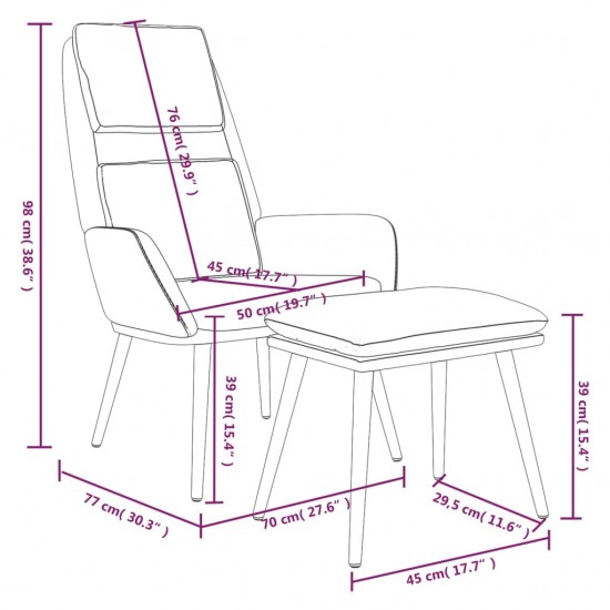 Poilsio kėdė su taburete, kreminės spalvos, audinys