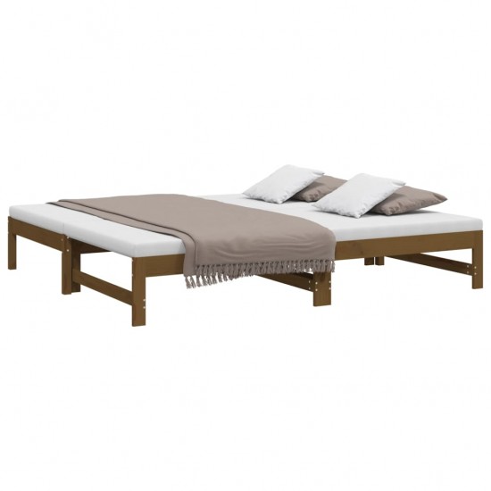 Ištraukiama lova, medaus ruda, 2x(75x190)cm, pušies masyvas