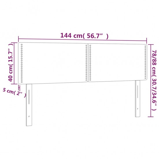 Galvūgalis su LED, pilkos spalvos, 144x5x78/88cm, dirbtinė oda