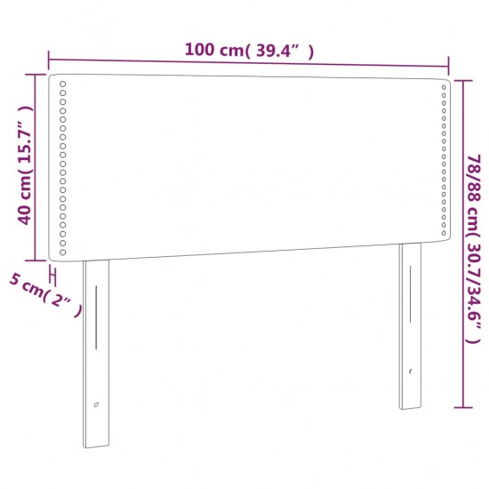 Galvūgalis su LED, šviesiai pilkas, 100x5x78/88cm, audinys