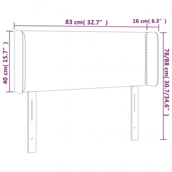 Galvūgalis su LED, kreminės spalvos, 83x16x78/88cm, audinys