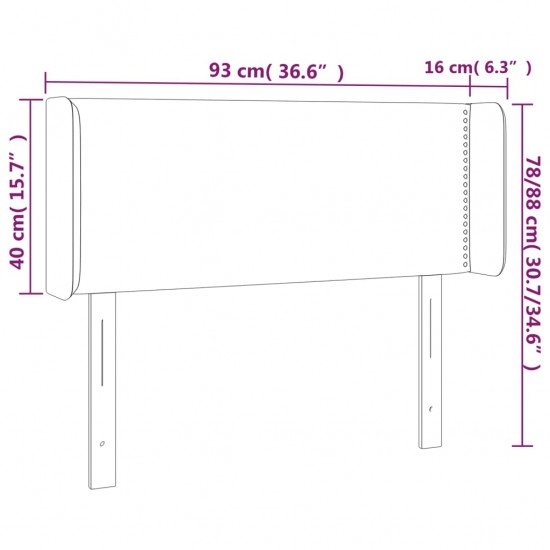 Galvūgalis su LED, mėlynos spalvos, 93x16x78/88cm, audinys