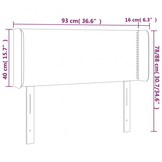 Galvūgalis su LED, taupe spalvos, 93x16x78/88cm, audinys