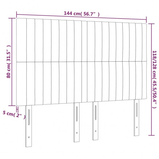 Galvūgalis su LED, kreminės spalvos, 144x5x118/128cm, audinys