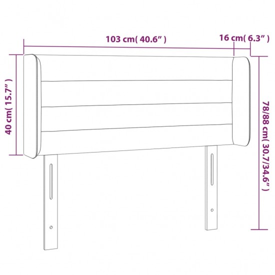 Galvūgalis su LED, juodos spalvos, 103x16x78/88cm, aksomas