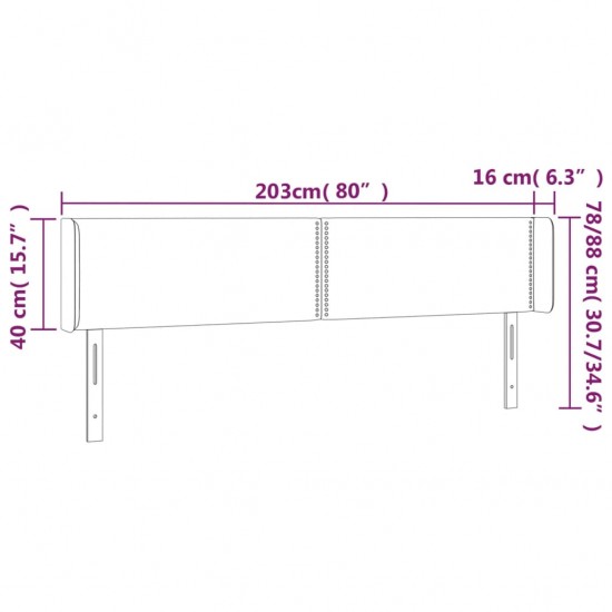 Galvūgalis su LED, mėlynos spalvos, 203x16x78/88cm, audinys