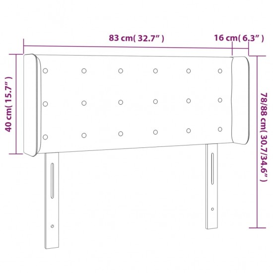 Galvūgalis su LED, juodos spalvos, 83x16x78/88cm, dirbtinė oda