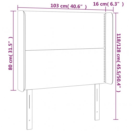 Galvūgalis su LED, taupe spalvos, 103x16x118/128cm, audinys