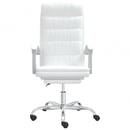 Atlošiama biuro kėdė, baltos spalvos, dirbtinė oda