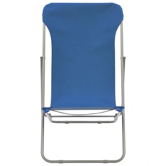 Sulankstomos paplūdimio kėdės, 2vnt., mėlynos, plienas, audinys