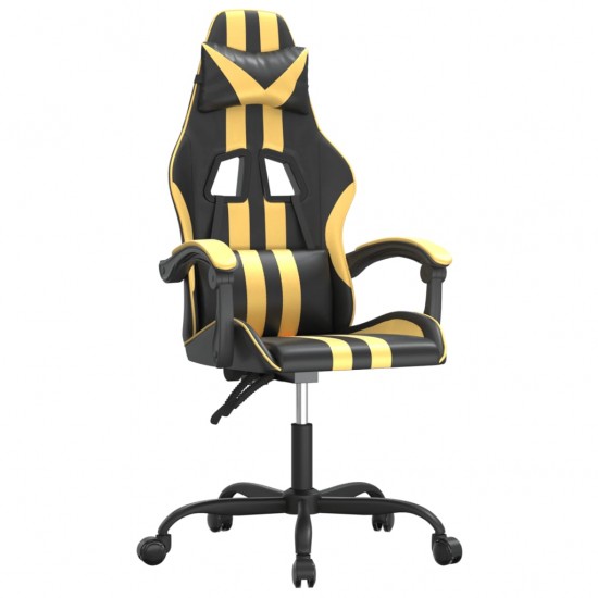Pasukama žaidimų kėdė, juodos ir auksinės spalvos, dirbtinė oda
