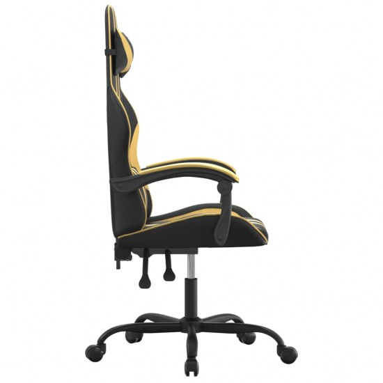 Pasukama žaidimų kėdė, juodos ir auksinės spalvos, dirbtinė oda