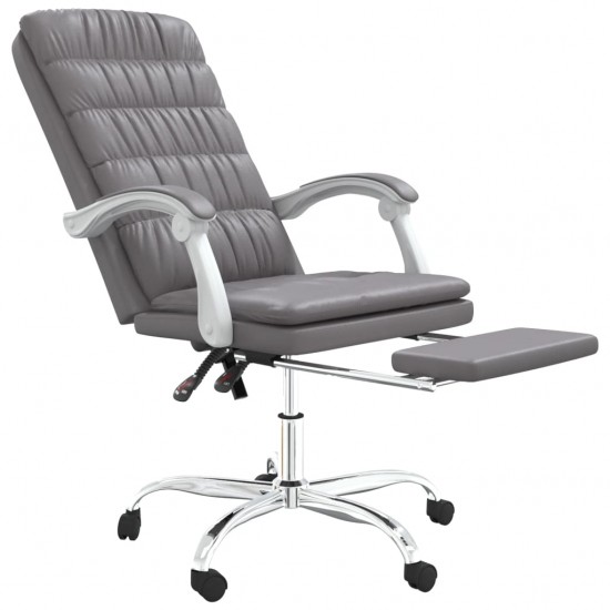 Atlošiama biuro kėdė, pilkos spalvos, dirbtinė oda