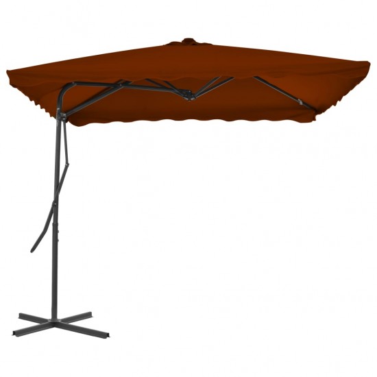 Lauko skėtis su plieniniu stulpu, terakota, 250x250x230cm