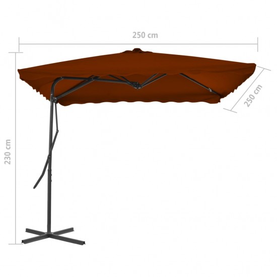 Lauko skėtis su plieniniu stulpu, terakota, 250x250x230cm